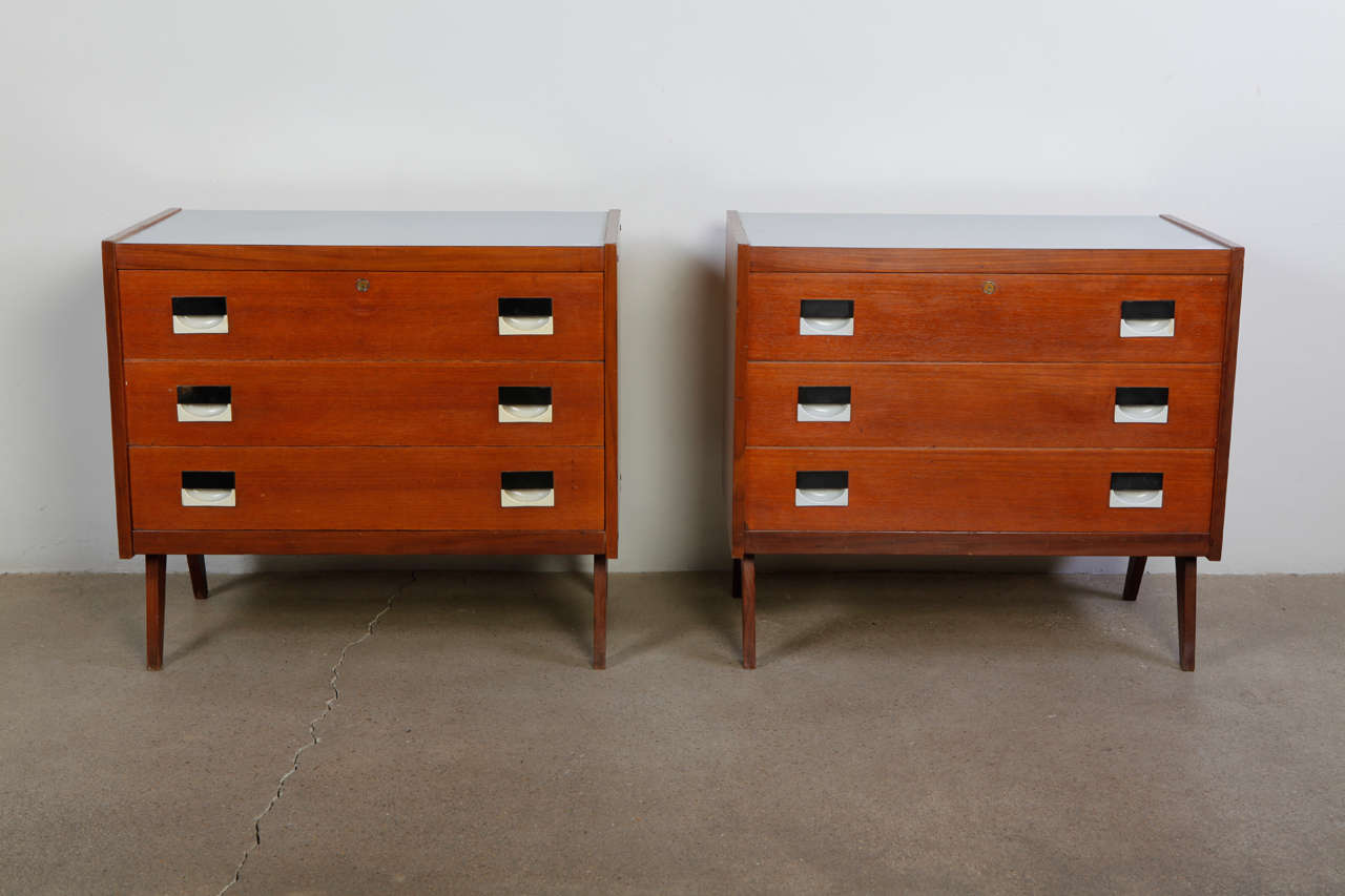 Late 20th Century 1970's Couple of French Formica Chest of Drawers